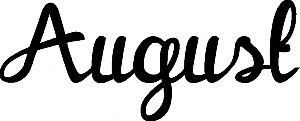August - Schriftzug aus Eichenholz